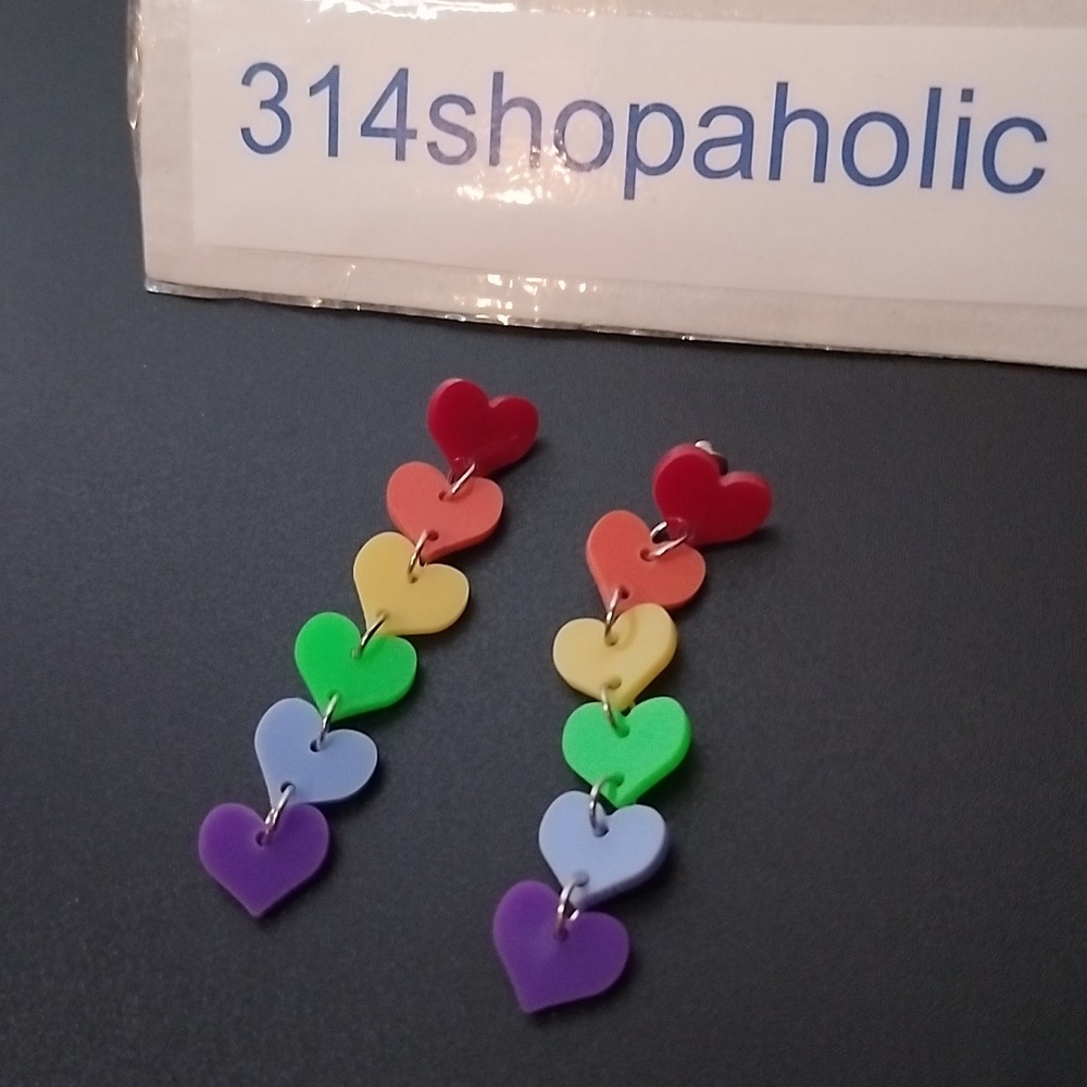 Multicolor Pierced Heart Earrings